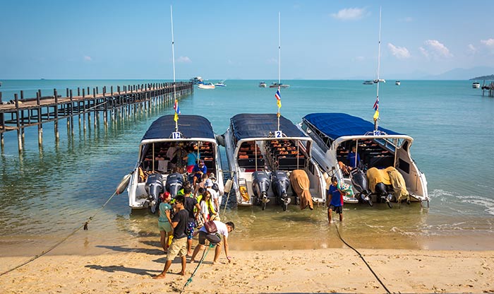 Speedboats on Koh Samui waiting to pick up passengers to Koh Tao